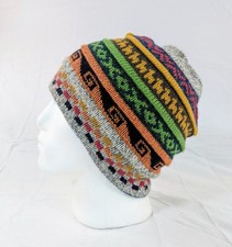 Soft Baby Alpaca Reversible Beanie Unisex Colorful Boho Aztec Llama Hippie Peru