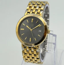 Men's ESQ by Movado Gold Tone Bracelet Watch 35mm, Gray Dial, Date, Runs, E5201