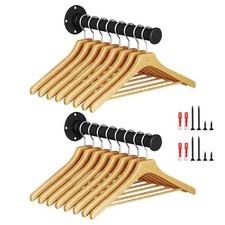 Wall Mounted Aluminum Clothes Hanging Rack 12 Inch Black 2 Packs New
