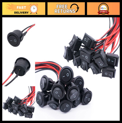 20Pcs Rocker Switch 6A/250V SPST On/Off Toggle for Car Boat - Pre-soldered Wires