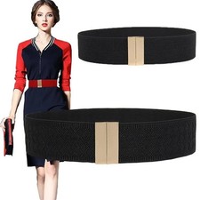 Women Wide Elastic Waist Belt for Dress Down Coat Simple Buckle Cinch Strap
