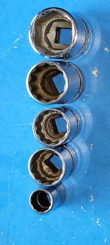 VTG 5 INDESTRO SUPER 3/8" DRIVE SOCKETS 6 PT 7/8", 12PT 3/4" 11/16" 11/16" 7/16 - Picture 14 of 18