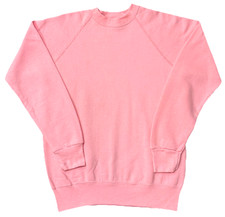 Vintage Pink Sweatshirt BW Bassett Walker Mens Medium USA Made Crewneck 90s