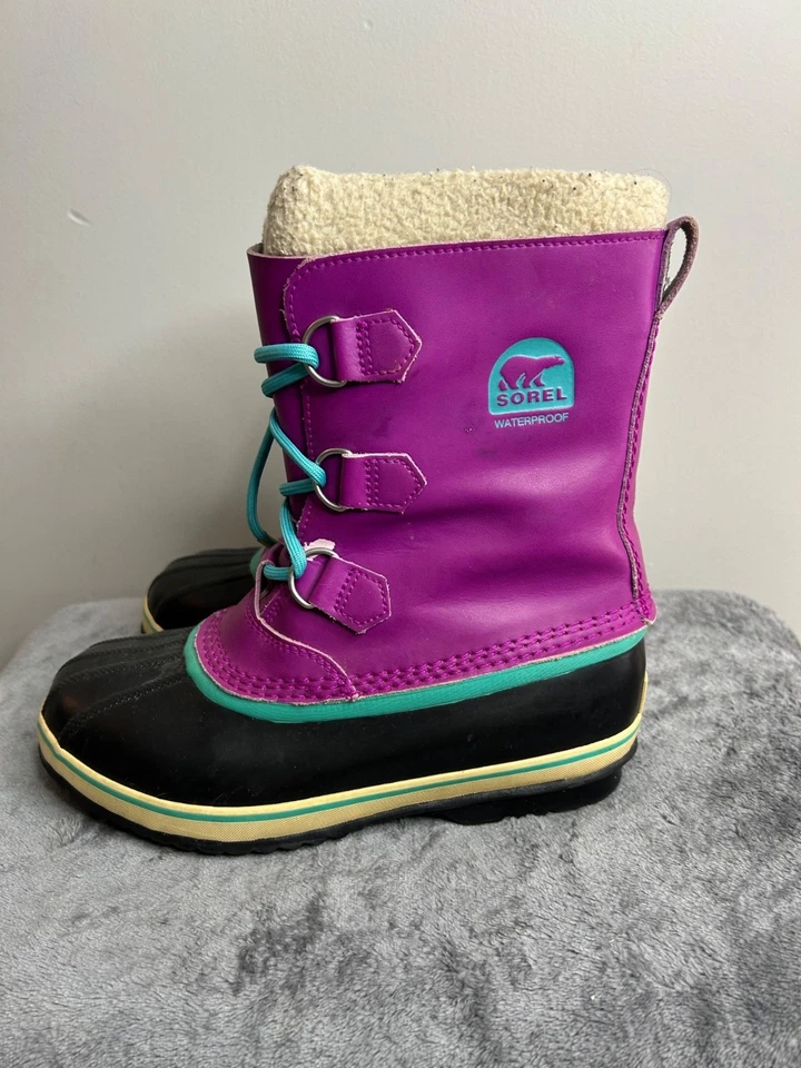 Sorel Youth Yoot Pac TP Insulated Waterproof Bright Plum Winter Boots SZ 6 - Image 3 of 4