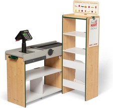 Fresh Mart Pretend Grocery Store, Kids Cash Register with Scanner, Shelves, Co
