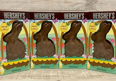 Hershey's Solid Milk Chocolate Bunny 5 oz.   Easter Candy - Lot of 4- BB 2/27