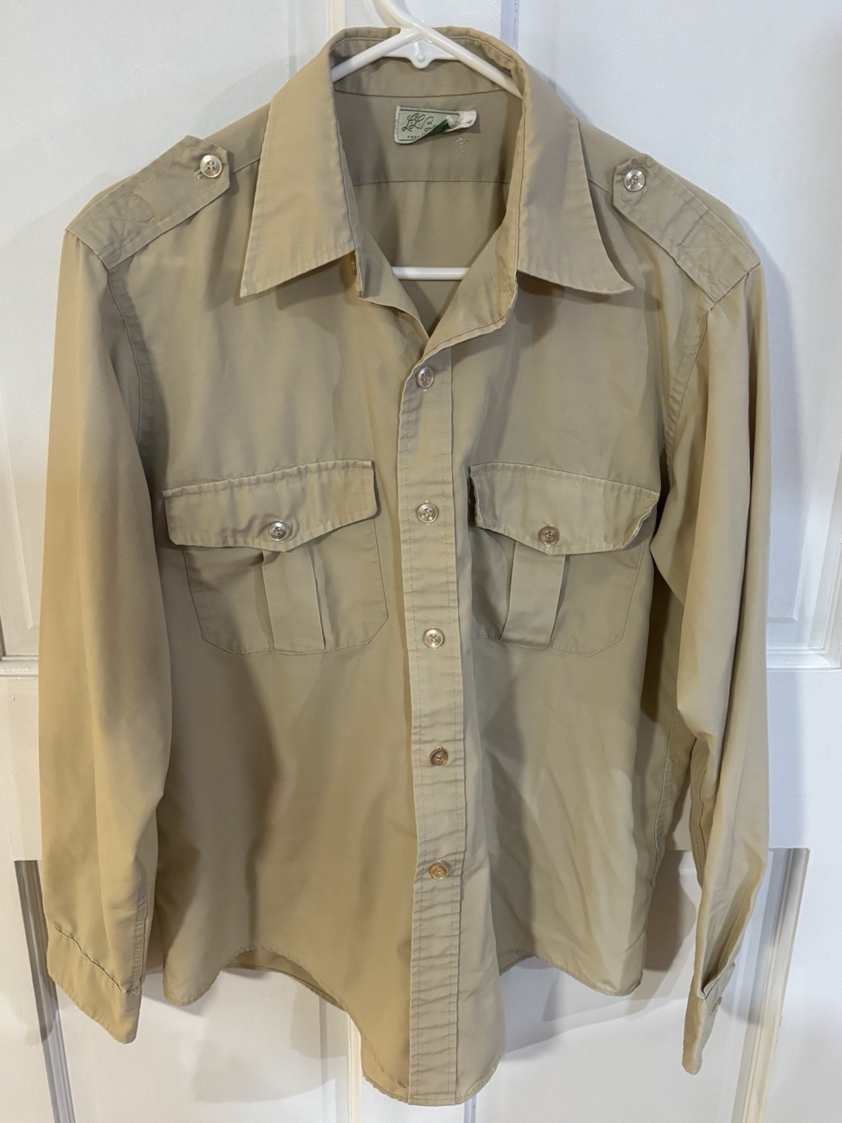 Vintage 1960’s LL Bean Safari Style Long Sleeve Shirt Tan Size 16