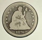 1876 Seated Liberty Quarter Silver Business Strike Philadelphia Mint Circulated