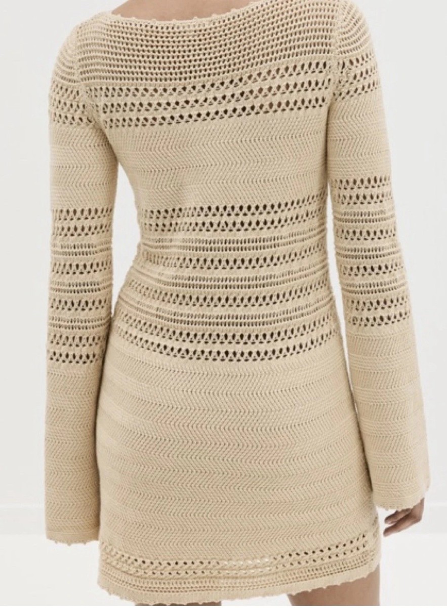 open knit dress Women's The Breeze In My Hair White Cover Up Mini | Size: L up with a lightweight feel and breezy open Long Knit Sweater Dress, Long