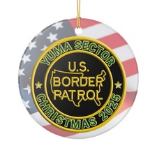 YUMA SECTOR BORDER PATROL BPA 3" CERAMIC CHRISTMAS ORNAMENT MADE IN THE USA SHIP