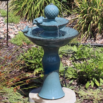 Resting Birds Ceramic Outdoor 2-Tier Water Fountain by Sunnydaze
