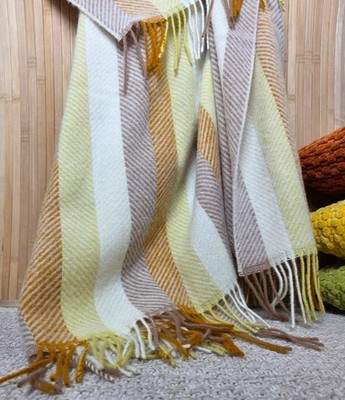 Wolldecke 100% Schurwolle Wohndecke Plaid Decke 140x200cm Tirol-M Cremeweiß-M
