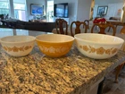 Vintage Pyrex Butterfly Gold Set of 3 Mixing Bowls 401 402 403 Nesting Design