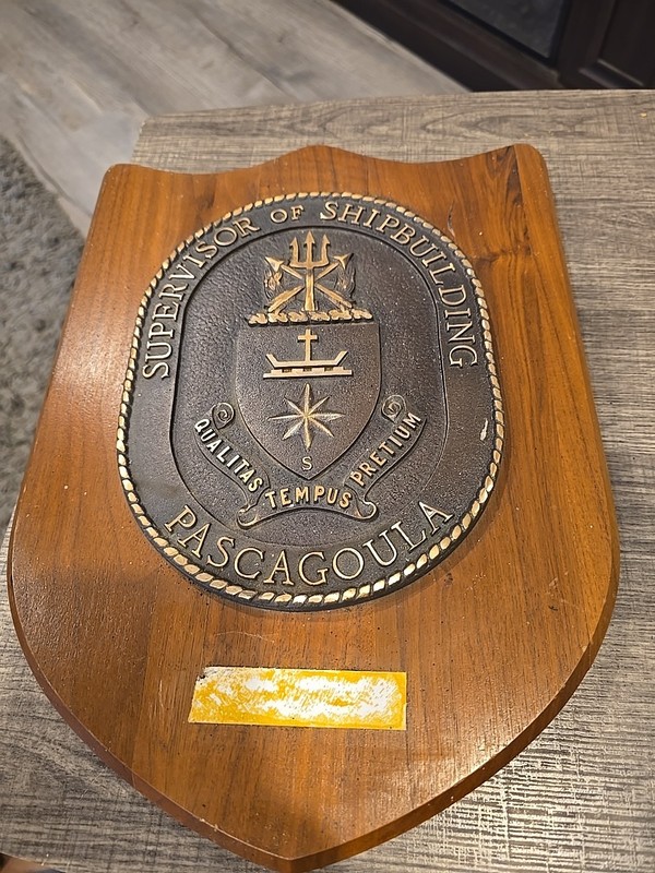 Ingalls Shipbuilding Brass Plaque Supervisor Of Shipbuilding PASCAGOULA 