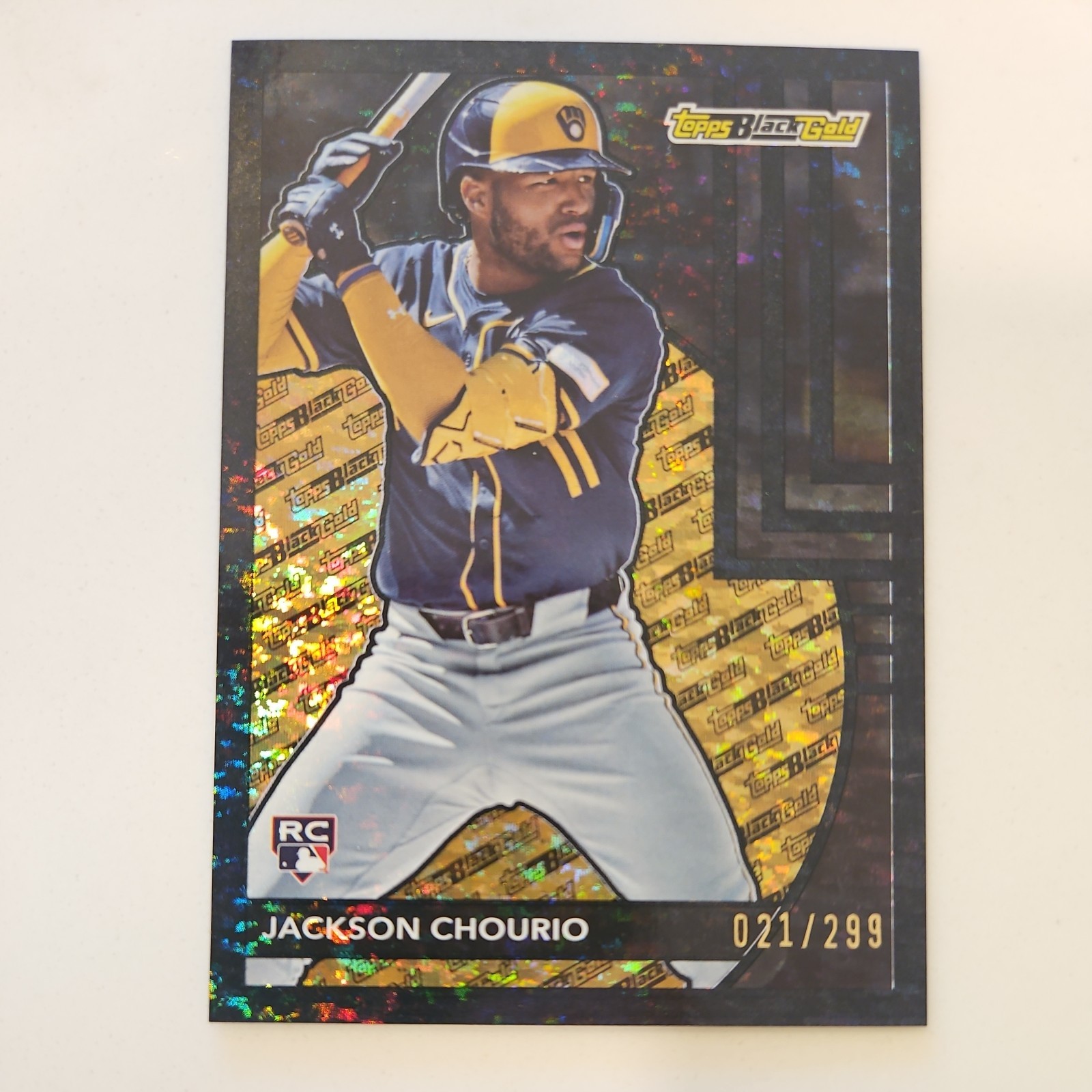 2024 Topps Update Series Topps Black Gold Jackson Chourio #BG-25 Black /299 (RC)