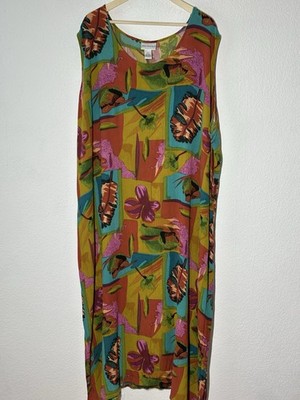 Anna Maxwell 5X 34/35 Maxi Dress Sleeveless Colorful Gauze Lightweight Artsy