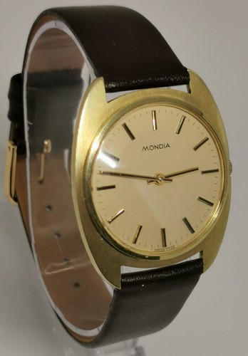 Vtg 1960 Mondia (Zenith) Gold Plated Slimline Mechanical Gents Dress 17J Watch