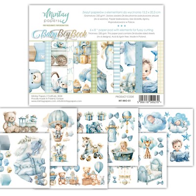 Mintay Baby Boy Book 6'' x 8'' Precise Fussy Cutting Elements Paper Pad Scrapbook