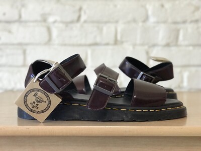 Dr Doc Martens Men Size 14 Gryphon Leather Red Brown Buckle Sandals Summer 