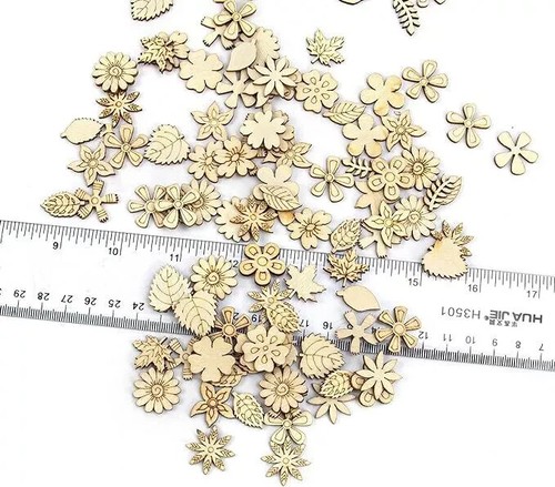 160x Assorted Wooden Flowers Leaf Handmade Home DIY Craft Wedding Party Decor - Picture 8 of 10