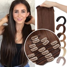 Indian Clip In 100 Human Hair Real Remy FULL HEAD Hair Extensions Long Straight