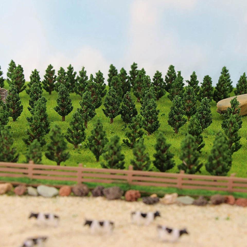 100pcs 1:220 Model Pine Trees Green For N Z Scale Model Train Layout 35mm S3812 - Image 4 of 4