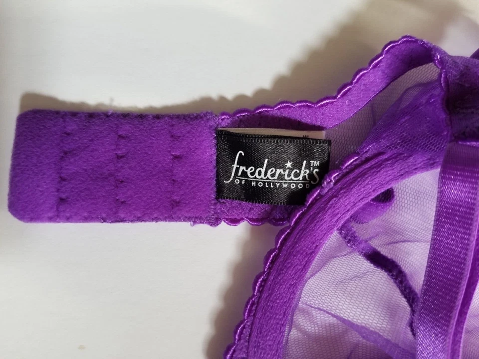 Frederick's Of Hollywood Women's Bra Purple Nesh Ruffle Size 36 SEXY - Image 4 of 4