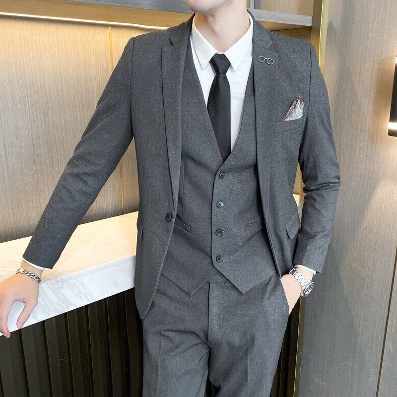 Mens 3 Piece Black Suit Blazer Groom Wedding Party Wear Dinner Tuxedo Coat  Pants | eBay