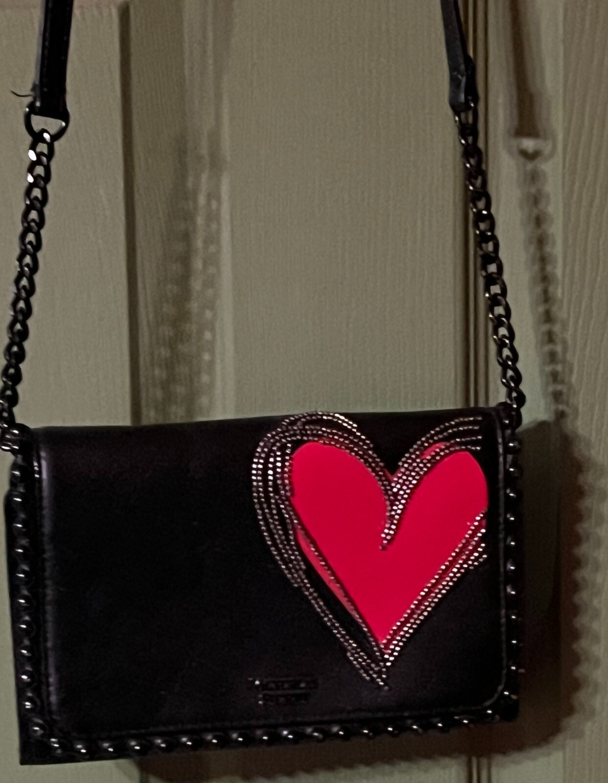 Victoria's Secret Black W/Red Heart Crossbody Bag NEW eBay