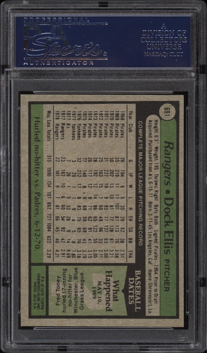 1979 Topps #691 Dock Ellis - Rangers - PSA 10 - 17372626