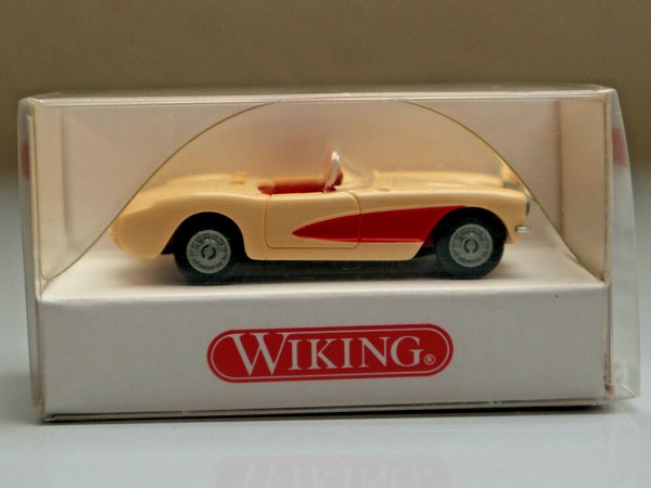 Modellauto 1:87: Chevrolet Corvette, Cremefarben/Rot, Wiking 8190124, Ovp! A5-9-image