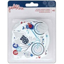 PEBBLES PRINTED CARDSTOCK SHAPES EPHEMERA LAND THAT I LOVE 40 PIECES