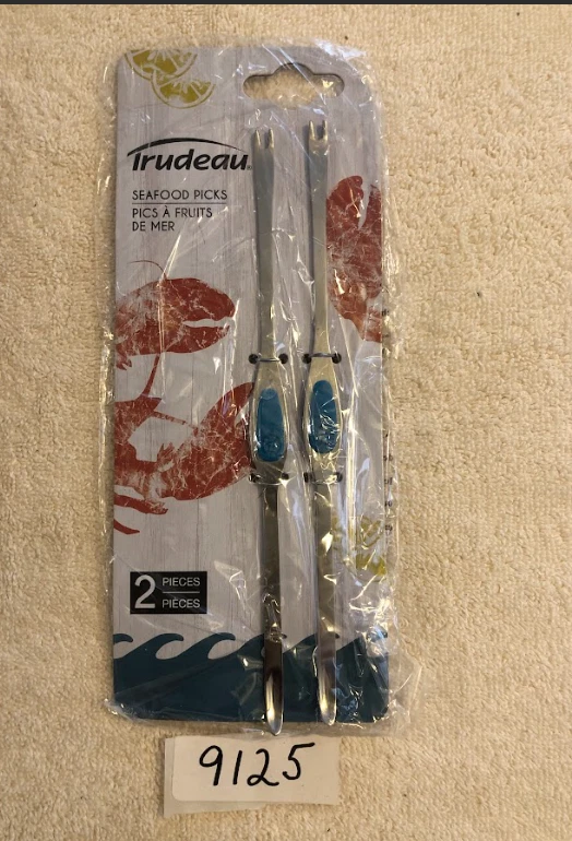 Trudeau Set of (4) Seafood Picks & (1) Seafood Cracker Tropical Blue - Image 4 of 4