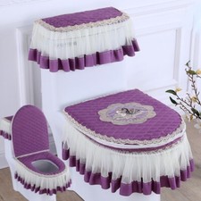 3Pcs/set European Lace Mesh Toilet Seat Cover Set Lid Pads Protector Zipper Soft