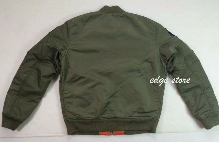 Polo Ralph Lauren Military Army MA-1 American US Flag Flight Bomber Pilot Jacket