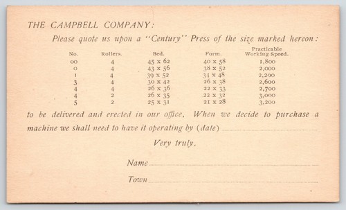Chicago~Campbell Co~Postal For Quotes n "Century" Press Forms~Jefferson Portrait - Picture 2 of 2