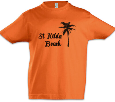 St. Kilda Beach Kids Boys T-Shirt Surfer Surfing Sea Bar And Grill Tike Wave