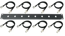 19" Antenna Re-location Rack Mount Kit 1U Front Panel 8 Hole Ports w/ 8 Cables