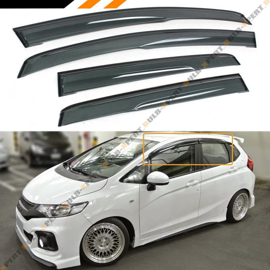 PARA HONDA FIT GK5 JDM 2015-20 3D CLIP ONDULADO EN VENTANA VISERA PROTECTOR DE LLUVIA DEFLECTOR Foto 2 de 4