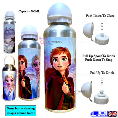 Kinder Trinkflasche Schule Sport Trinkflasche Aluminium 500ml - Disney Frozen -