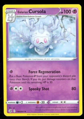 Pokemon GALARIAN CURSOLA 118/264 Fusion Strike - RARE - - MINT