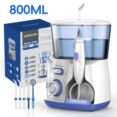 Waterpulse Elektrischer Zahnseide 800ml Zahnreiniger, 5 Spitzen Zahnspülung