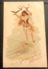 BARNUM BAILEY CIRCUS ORIGINAL HERMOSO CUERDA FLOJA CAMINANTE 1902 matasellos