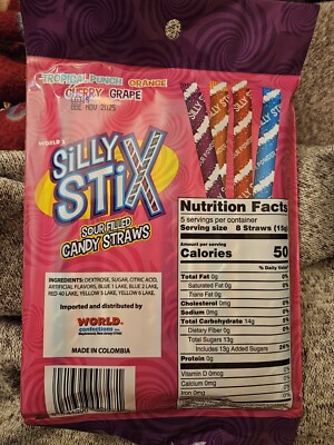 World's Silly Stix Sweets Pixie Sour Candy Filled Straws ASSORTED