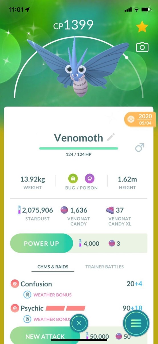 Shiny Venomoth Pokemon Go