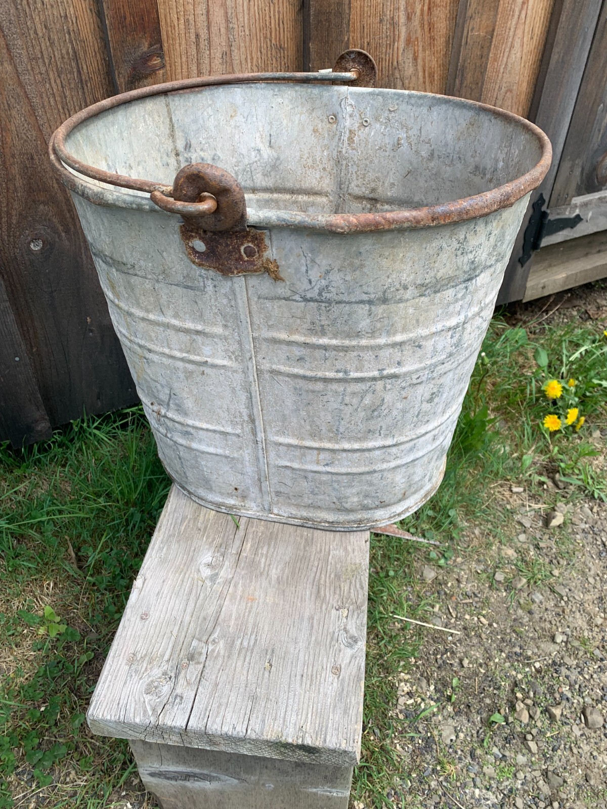 Rare Bay State 35 Quart ? Bucket Oval Galvanized Country Feed Water ...