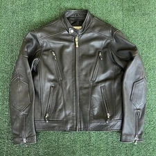 VTG Y2K Wilson's Open Roads Motorcycle Biker Genuine Black Leather Jacket Medium