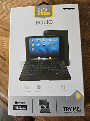 Zagg Folio Backlit Keyboard Case For iPad Mini - Black - * NEW IN BOX!*