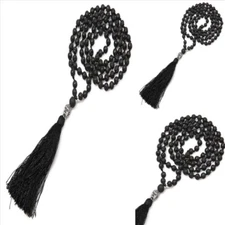 8mm Natural Lava Stone Necklace 108 Buddha Beads Bracelet Energy Bohemian