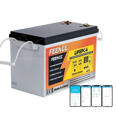 FEENCE Batteria LiFePO4 12V 330Ah litio ferro fosfato 200A BMS MAX.4224WH Power
